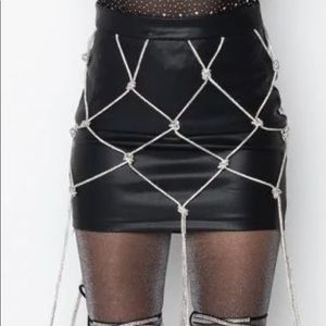 Mini skirt with rhinestone strings